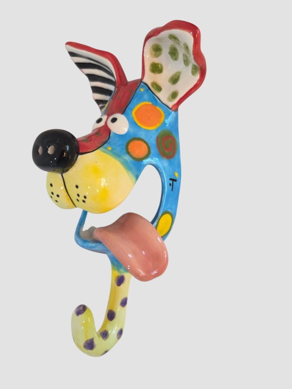 Bella Casa by Ganz Dottie Dracos Ceramic Dog Wall Hook Leash Holder Whimsical